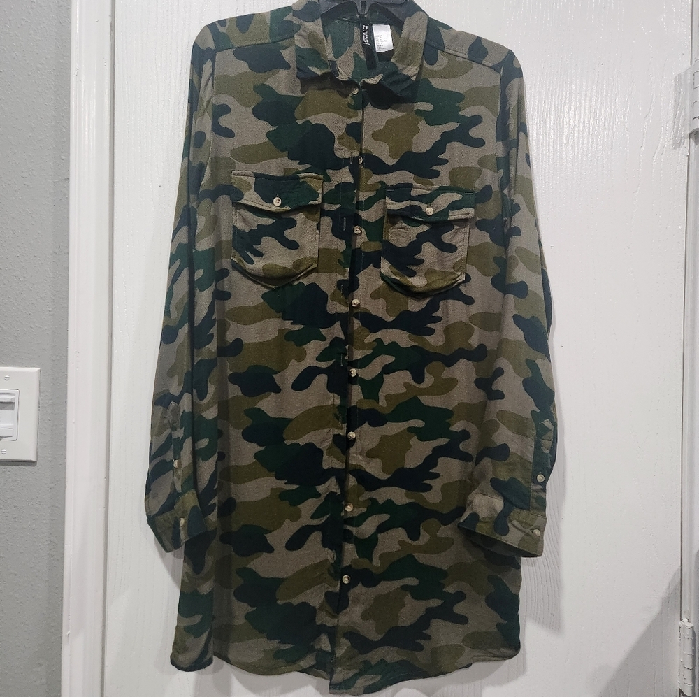 Divided Camouflage Button Down Shirt